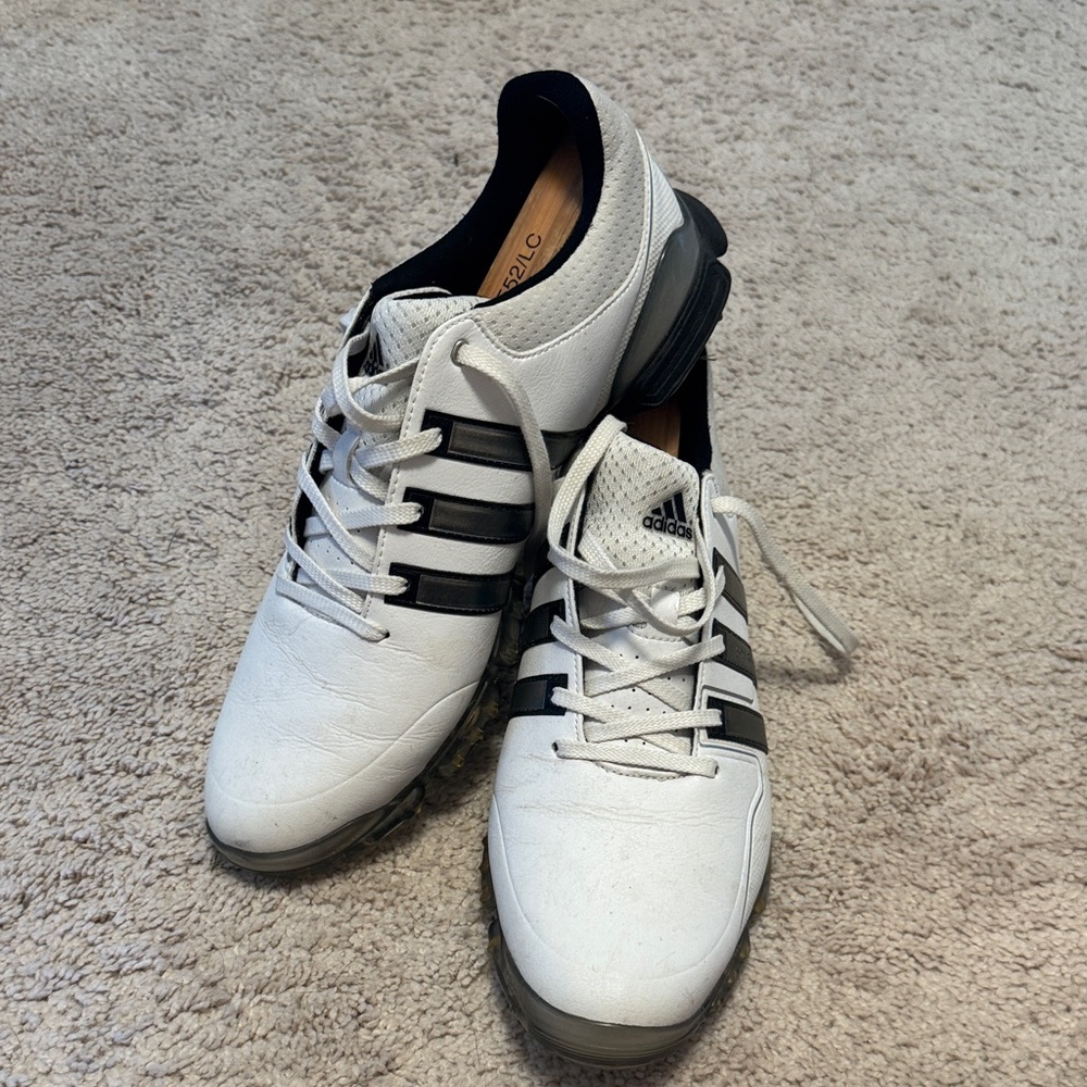 Adidas Men's White Golf Shoes with Black Stripes